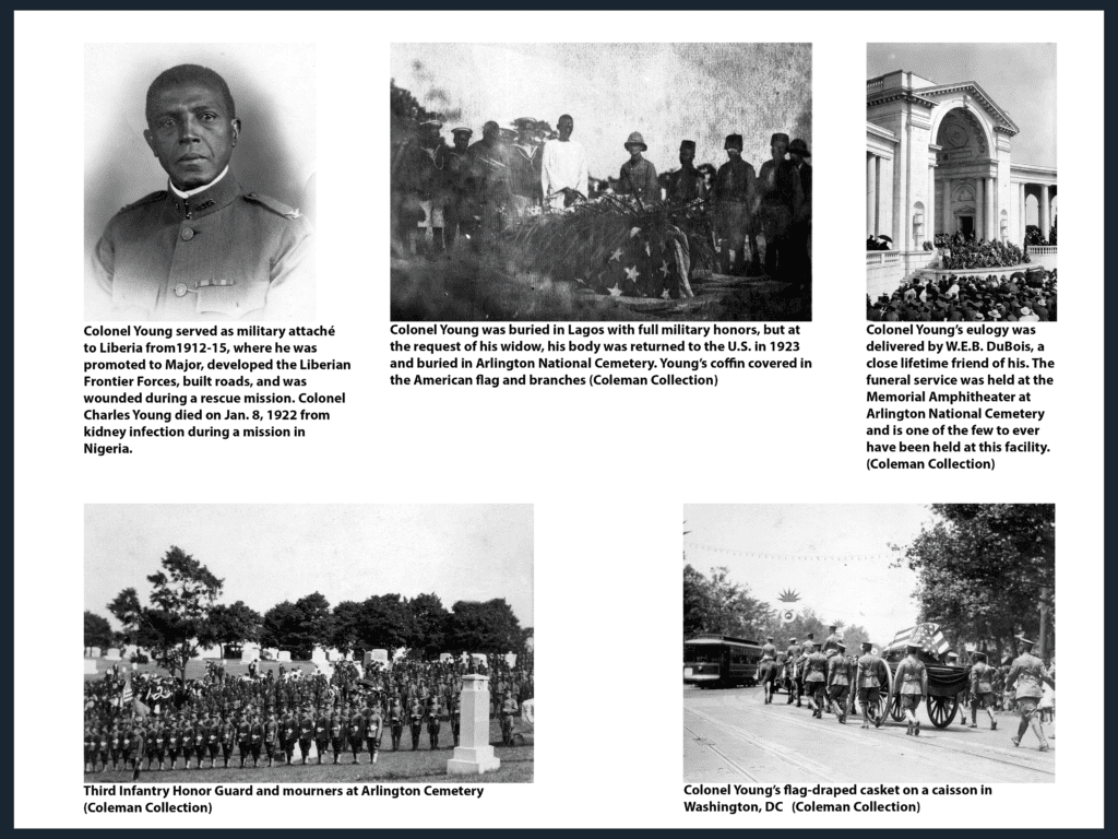 Collage of Colonel Young burial place and funeral procession