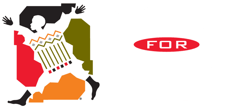 A partial branding graphic showing a colorful abstract silhouette shape next to white text that reads "KENTUCKY CENTER FOR AFRICAN AMERICAN HERITAGE".